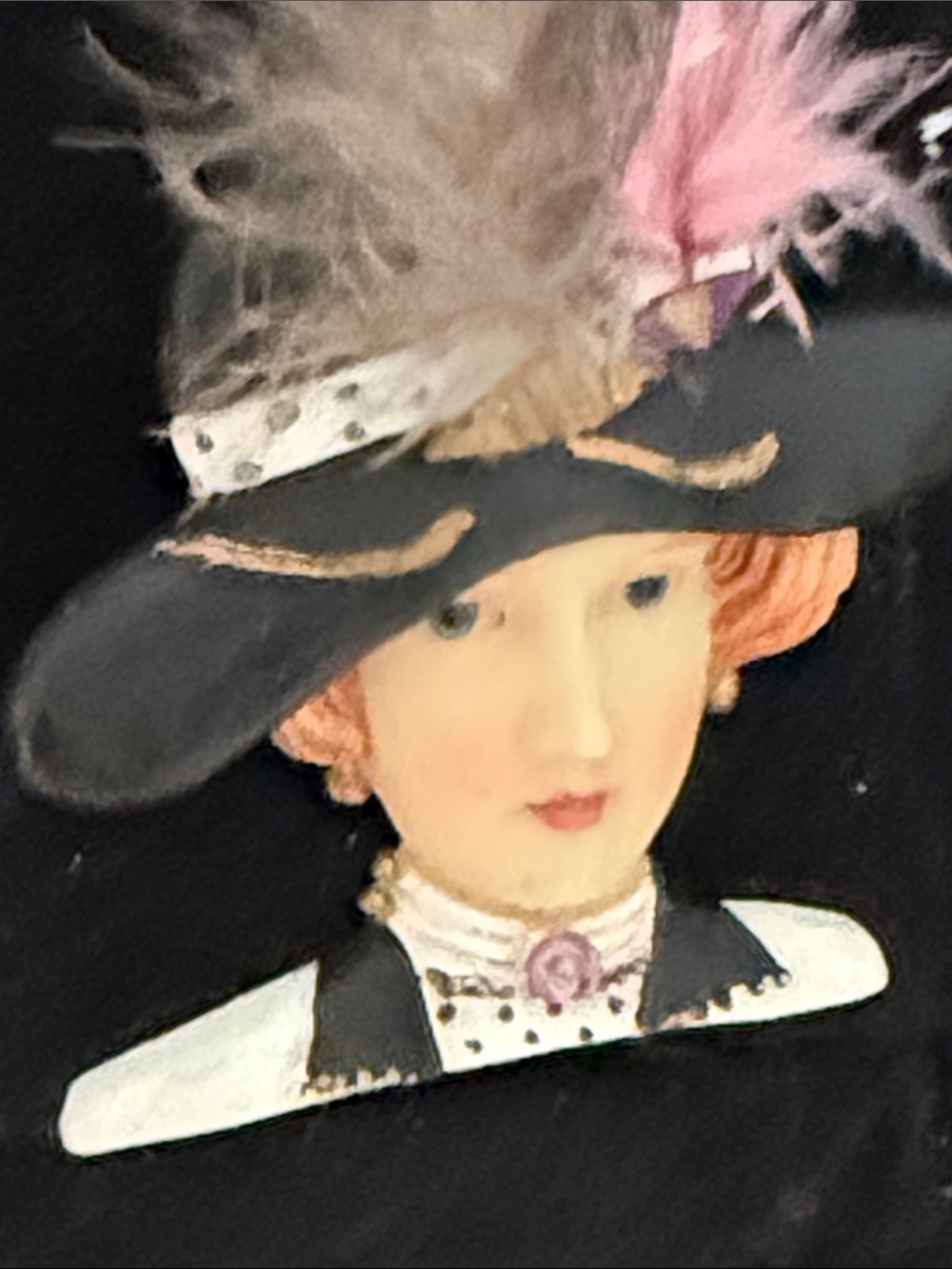 Vintage-Inspired Women's face mask (Feather Hat) Brooch